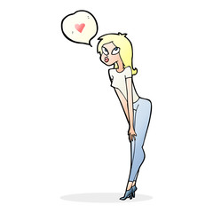 cartoon woman with love heart