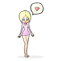 cartoon woman with love heart