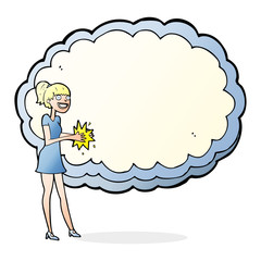 woman with text space cloud