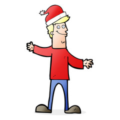 cartoon man ready for christmas