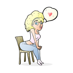 cartoon woman with love heart