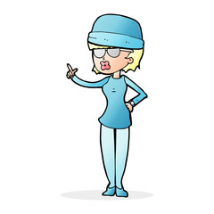 cartoon woman wearing winter hat
