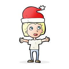 cartoon boy in christmas hat