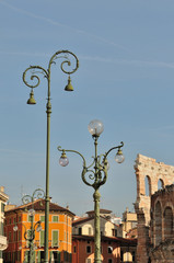 Fototapeta na wymiar laternen an der piazza bra in verona