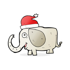 cartoon elephant in christmas hat