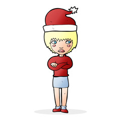 cartoon woman ready for christmas