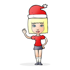 cartoon woman ready for christmas