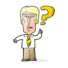 cartoon annoyed man asking question