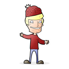 cartoon man wearing winter hat