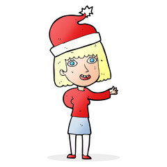cartoon woman ready for christmas