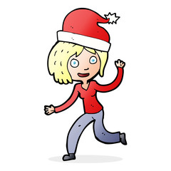 cartoon woman ready for christmas