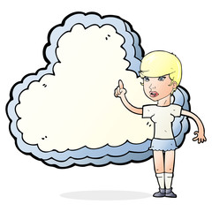 woman with text space cloud