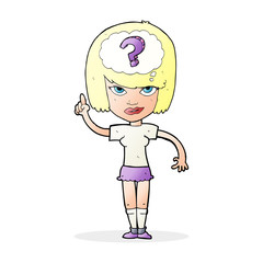 cartoon woman thinking