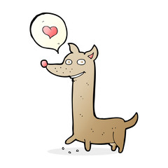 cartoon dog with love heart