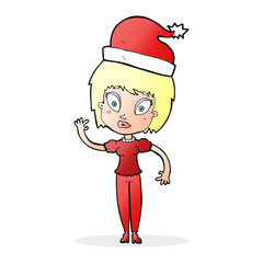 cartoon woman ready for christmas