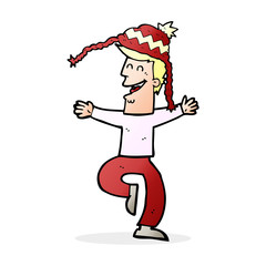 cartoon man wearing winter hat