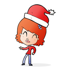 cartoon woman ready for christmas