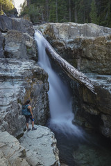 Female Hiker, Lower Myra Falls, Strathcona Provincial Park, Camp