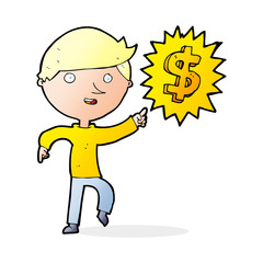 cartoon man with money idea