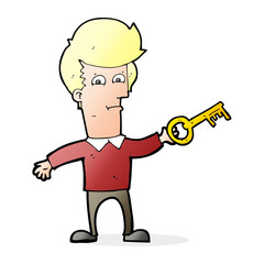 cartoon man with key