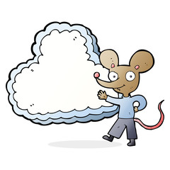 cartoon mouse with cloud text space