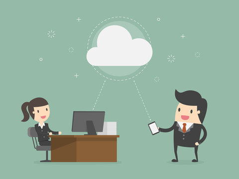 Cloud Computing. Business Concept Cartoon Illustration.