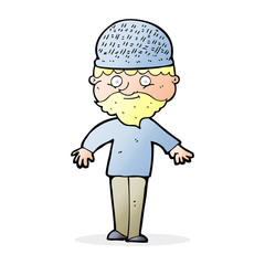 cartoon man in winter hat