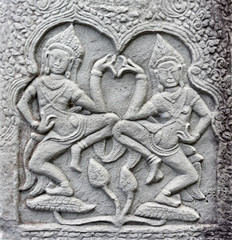 Fototapeta na wymiar Bas-relief of an ancient temple