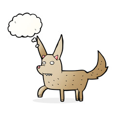cartoon wild dog with thought bubble