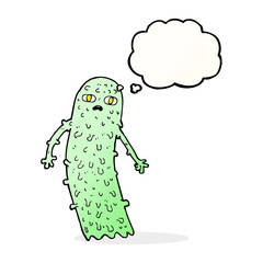 cartoon spooky ghost with thought bubble