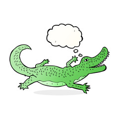 cartoon crocodile with thought bubble