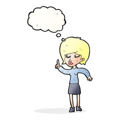 cartoon woman with idea with thought bubble