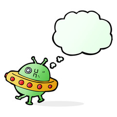 cartoon UFO with thought bubble