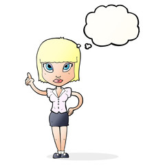cartoon pretty girl with idea with thought bubble