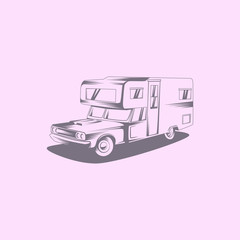 Camping car logo design. Ttavel auto vector illustratio