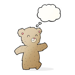 cartoon teddy bear with thought bubble