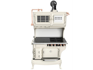 Retro stove on white background. 3D image