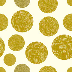 Cute seamless pattern, polka dot fabric, wallpaper, vector.