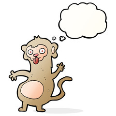 funny cartoon monkey with thought bubble