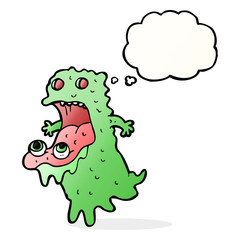 cartoon gross ghost with thought bubble