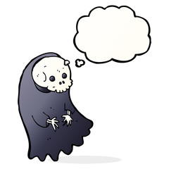 cartoon spooky ghoul with thought bubble