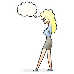 cartoon annoyed woman with thought bubble