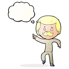 cartoon dancing dad with thought bubble