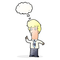 cartoon man with question with thought bubble