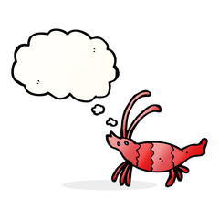 cartoon shrimp with thought bubble