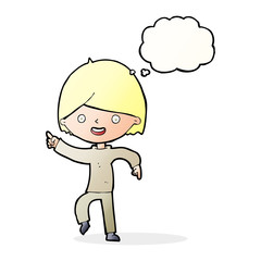 cartoon man pointing with thought bubble