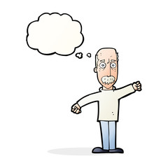 cartoon angry old man with thought bubble