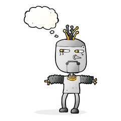 cartoon robot with thought bubble