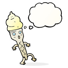 cartoon ice cream with thought bubble