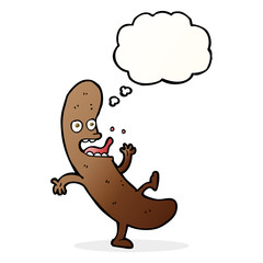 cartoon sausage with thought bubble